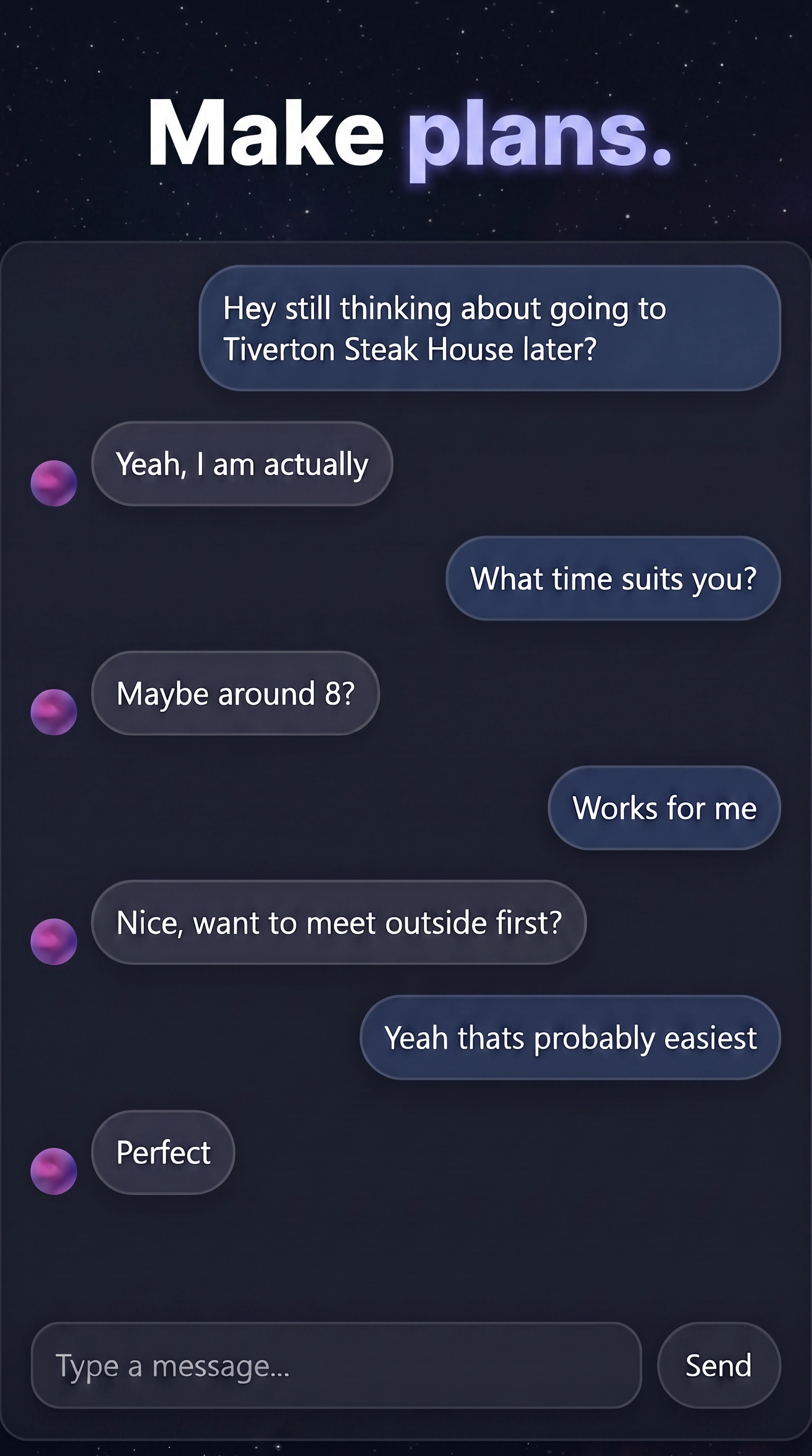 Loop Venues direct message planning screen